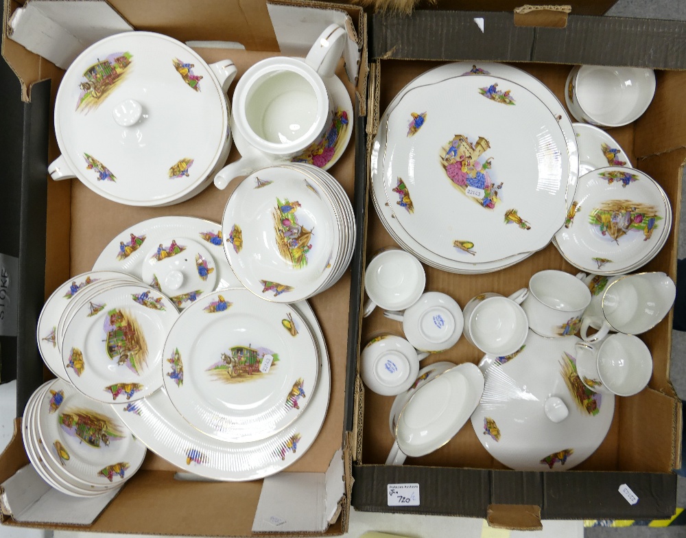 A large collection of Mayfair Traveller & Flemenco decorated Tea & Dinner ware(2 trays)