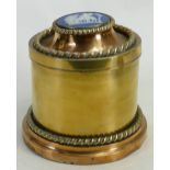 Wedgwood dark blue Jasper dipped Humidor: Set in brass Ormulo mount, height 14.