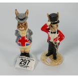 Royal Doulton Bunnykins figures John Bull DB134 and Ringmaster DB165: both limited editions.