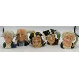 Royal Doulton Small Character Jugs: The Lawyer D6504, Long John Silver ,Apothecary,