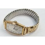Vertex Art Deco 9ct gold gentlemans wristwatch: With expandable gold plated bracelet.