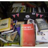 A large collection of books: with a Poetry theme, Dylan Thomas, Milton, Pam Ayres etc (3 trays).