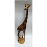 Large Carved Wood Giraffe: height 63cm