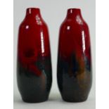 Pair Royal Doulton Flambe veined vases: height 15cm(2)