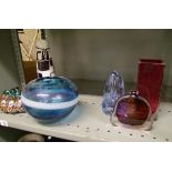 A collection Art glass including: vases, bowls ornaments (6)