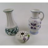E Radford one handled vase: together with another vase and a flower posy (3)