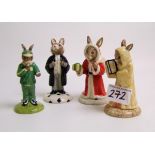 Royal Doulton Bunnykins figures: sands of time, Father Christmas, stopwatch and lawyer (4)