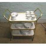 Eternal Beau three tier brass effect tea trolley: together with a collection of sea gull tea and