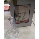 Lead crystal Thomas Webb ships decanter: together with boxed champagne flutes and champagne