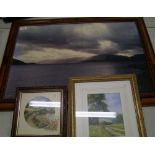 3 framed landscape prints: