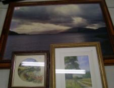 3 framed landscape prints: