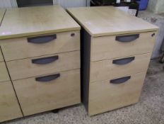 Three drawer maple effect filing cabinet: 42cm wide x 60cm deep x 65cm high together with one A/F (