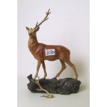 Beswick Stag 2629: golden brown satin matt finish, one antler detached, but present.