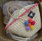 Six straw bags: together with 3 rucksacks