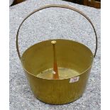 A brass coal bucket: together with a brass and copper horn