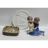 Royal Copenhagen Wall Plaque, Dish and child figure(3)