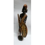 Carved Wood masai warrior figure: height 60cm