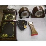 A collection of clocks: Enfield Art Deco mantle clock, Smiths mantle clock and 3 quartz clocks (5).