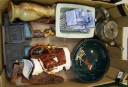 a mixed collection of items to include: resin themed Egyptian figures, book ends, toby jugs,