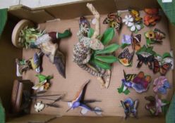 A mixed collection of items to include country artist lizard figure: oriental butterfly figures etc