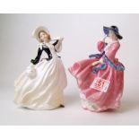 Royal Doulton figures Top o' the Hill HN1849: and Autumn Breezes HN2147 (2).