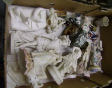 A collection of damaged parian and continental 19th Century figures: