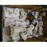 A collection of damaged parian and continental 19th Century figures: