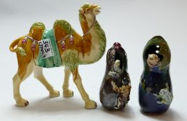 Chinese Porcelain Camel: together with 2 similar vases(3)
