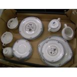 Royal Doulton Old Colony part tea set: milk, sugar, cake plate, 6 saucers, 3 cups, 5 side plates,