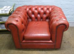 Chesterfield arm chair: in red