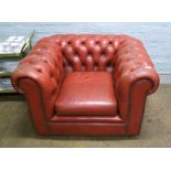 Chesterfield arm chair: in red