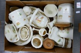 A collection of Aynsley Edwardian kitchen garden items: to include ewer, barrel, honey pot, fruit