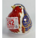 Royal crown Derby robin paperweight: gold stopper