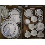 A large collection of Royal Doulton 'Burgundy' pattern tea and dinnerware: 40+ pieces (2 trays).