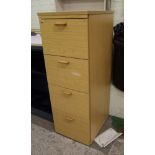 pine effect four drawer filing cabinet: 48.5cm wide x 135cm high x 60cm deep