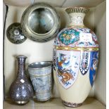 A collection of damaged Cloisonné Enamel vases: height of tallest 31cm(4)