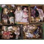 A collection of porcelain headed Gilde dolls: ( 5 trays)