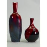 Royal Doulton Flambe Vases: height of tallest 20cm(2)