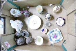 A mixed collection of items to include: miniature Mason's cup and saucer, studio pottery condiment