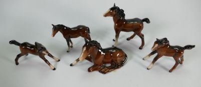A collection of Bewsick brown foals: to include models 815, 915, 1084, 1816 (1 st version), 836 (5)