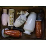 A mixed collection of items to include : decorative vases, enamelled similar items etc