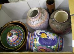 A mixed collection of items to include : large decorative vases, bowls and studio pottery shallow
