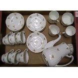 Sheriden floral patterned tea and coffee ware: coffee pot, tea cups, saucers etc