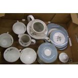 Royal Doulton Rose Elegance part tea set: teapot (chip to rim), milk, sugar, 3 cups, 6 saucers, 6