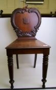 Victorian Mahogany shield back hall chair:
