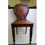 Victorian Mahogany shield back hall chair: