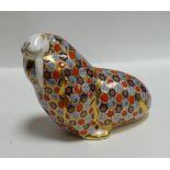 Royal Crown Derby Walrus: gold stopper