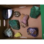 A collection of minerals : some with carved decoration