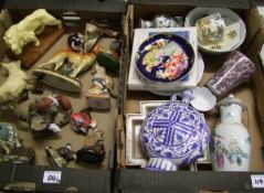 A mixed collection of items to include: damaged resin and ceramic figures, similar Chinese themed