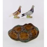 Beswick brown and grey pigeon 1st version; together with a beswick bird stand (3)